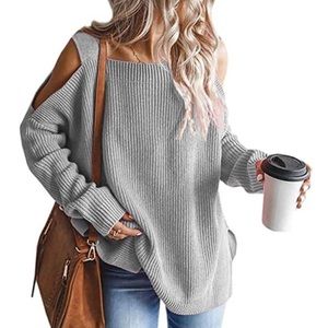NWT - Maxim Grey Cold Shoulder Sexy Sling Sweater
